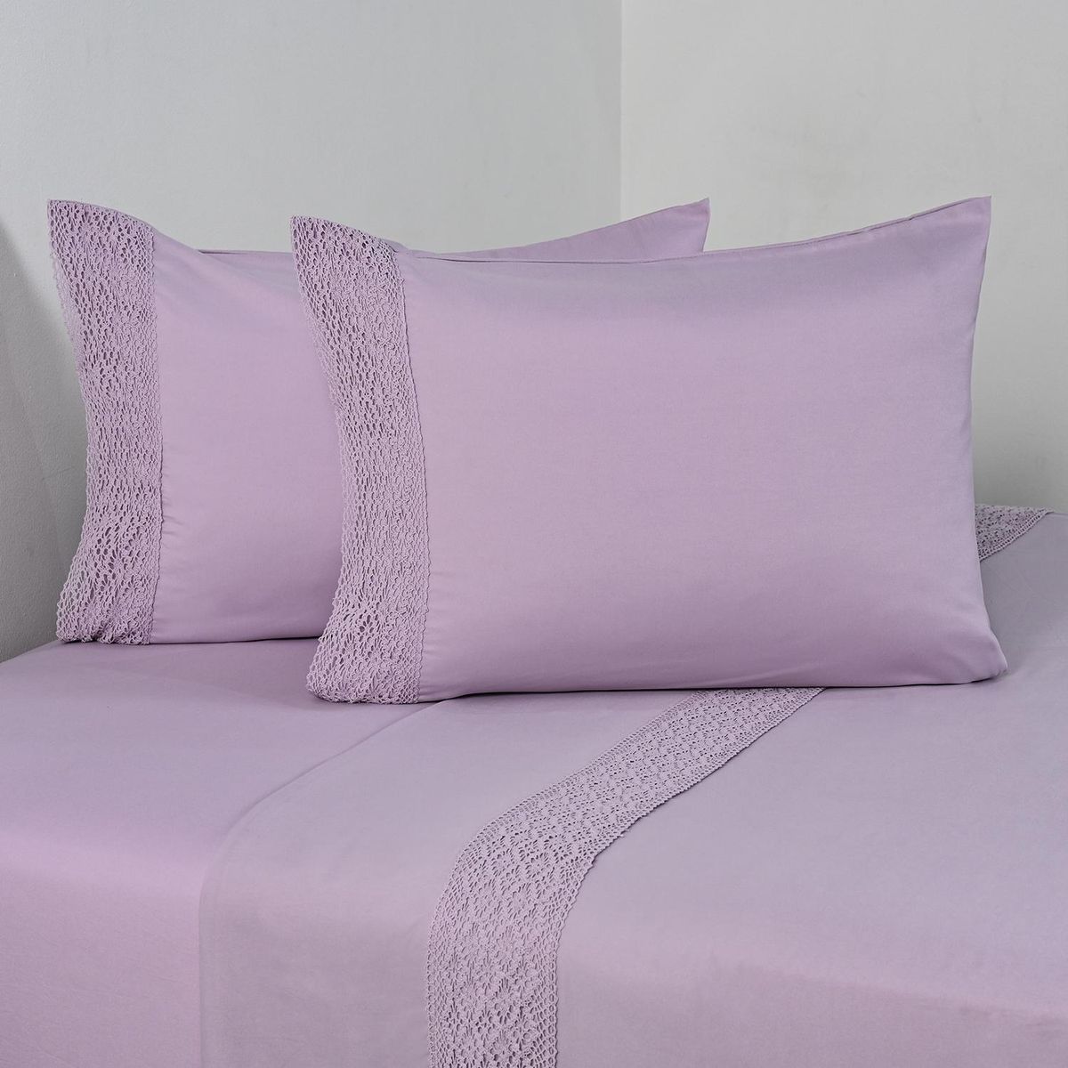 CANNON - Juego De Sábanas King Crochet Malva Cannon