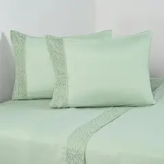 CANNON - Juego De Sábanas 2 Plazas Crochet Menta