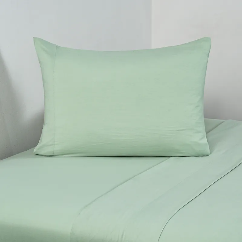CANNON - Juego De Sábanas 1.5 Plazas Liso Prewash Menta Cannon