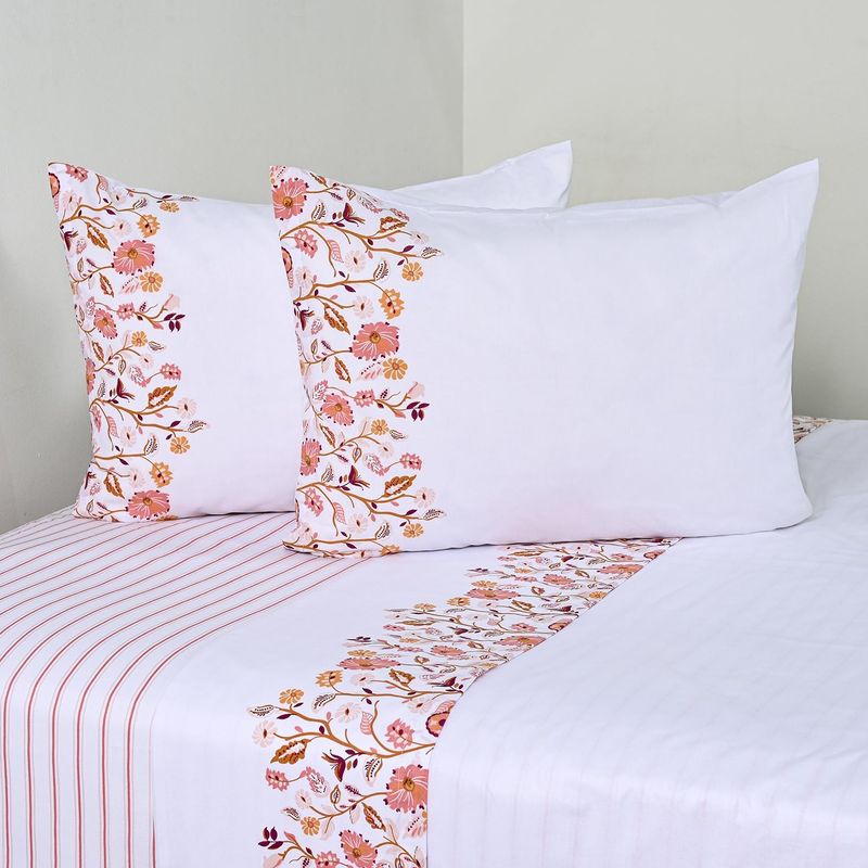 CANNON - Juego De Sábanas 2 Plazas 144 Hilos Tropico Coral Cannon