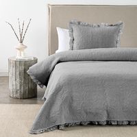 Quilt 1.5 Plazas Liso Ruffle Gris