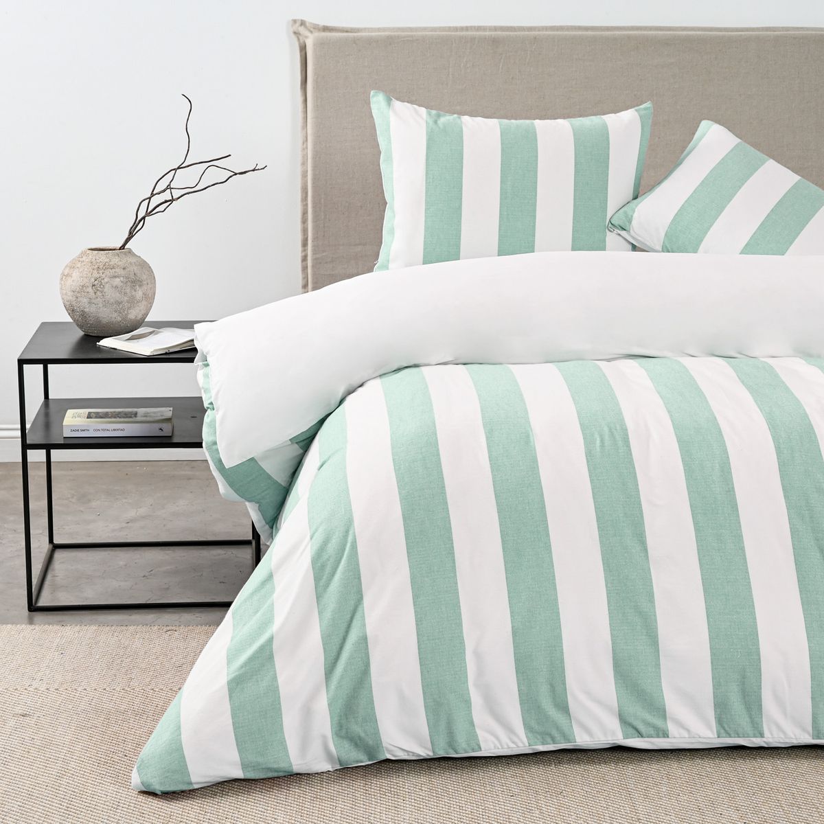 ELEMENTS & CO - Funda Plumón 2 Plazas Stripe Sage Cannon