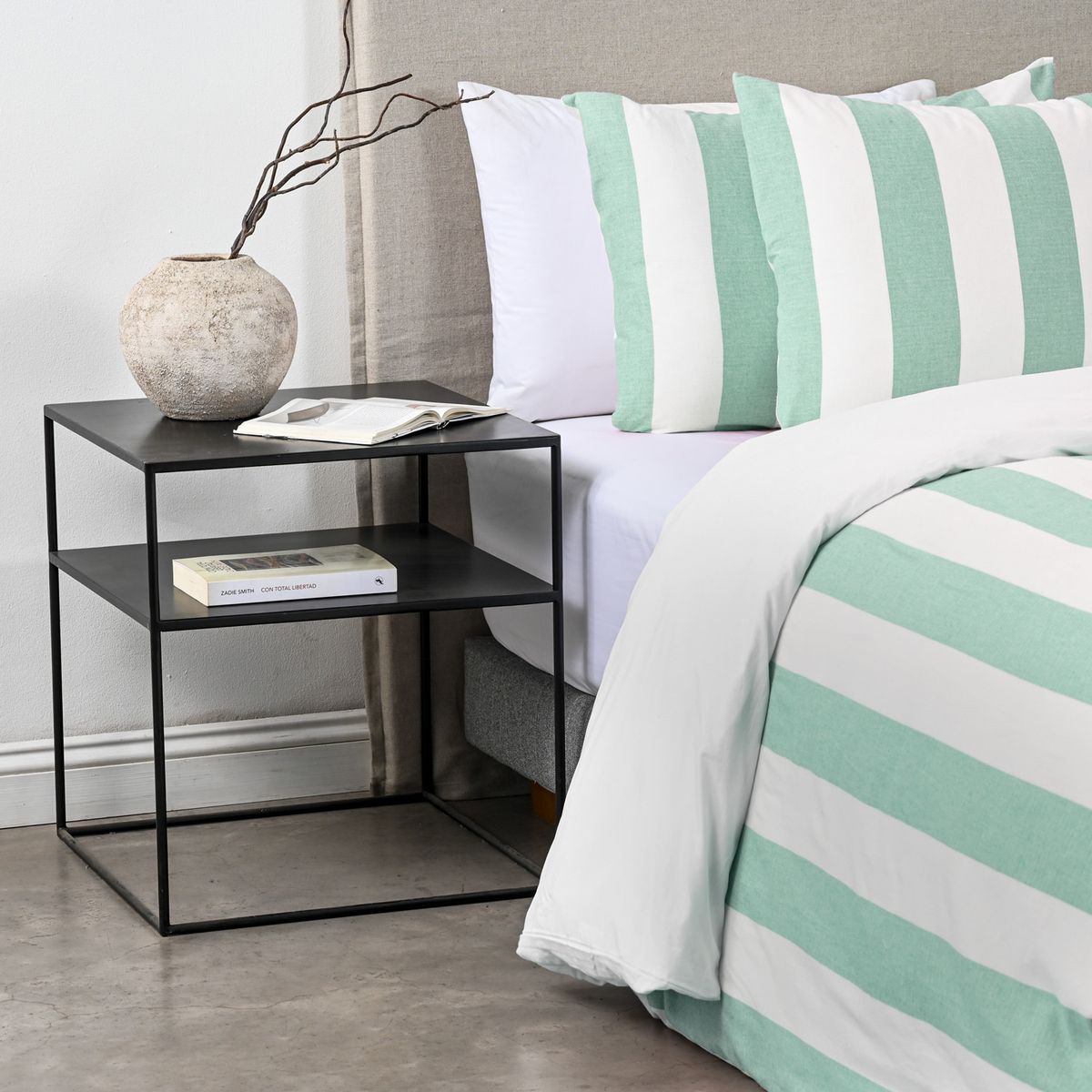ELEMENTS & CO - Funda Plumón 2 Plazas Stripe Sage Cannon