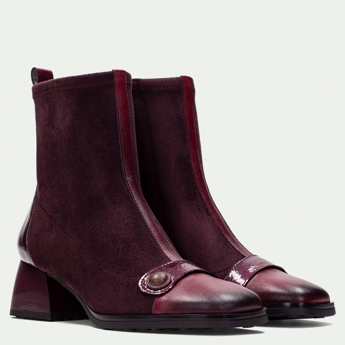 HISPANITAS - Botín Mujer Cuero Burdeo Hispanitas