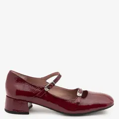 HISPANITAS - Ballerina Mujer Cuero Burdeo