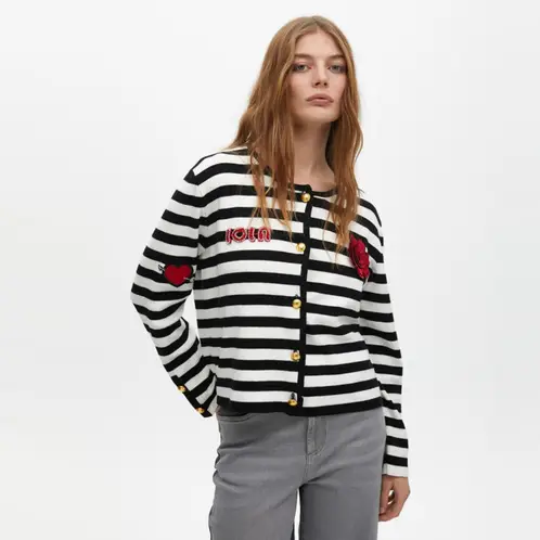 LOLA CASADEMUNT - Chaleco Estampado Rayas Abotonado Mujer