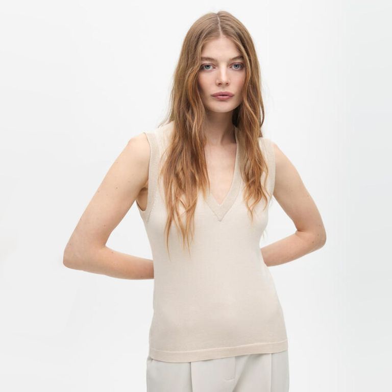 LOLA CASADEMUNT Top sin Mangas Efecto Lurex Mujer