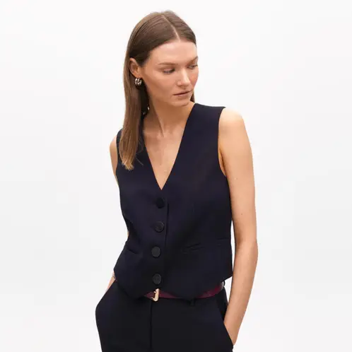 LOLA CASADEMUNT - Chaleco Sastrero Raya Diplomática Mujer