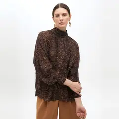 LOLA CASADEMUNT - Blusa Cuello Perkins Animal Print Mujer