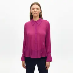 LOLA CASADEMUNT - Blusa Plisada Cuello Polo Mujer