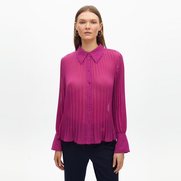 LOLA CASADEMUNT Blusa Plisada Cuello Polo Mujer