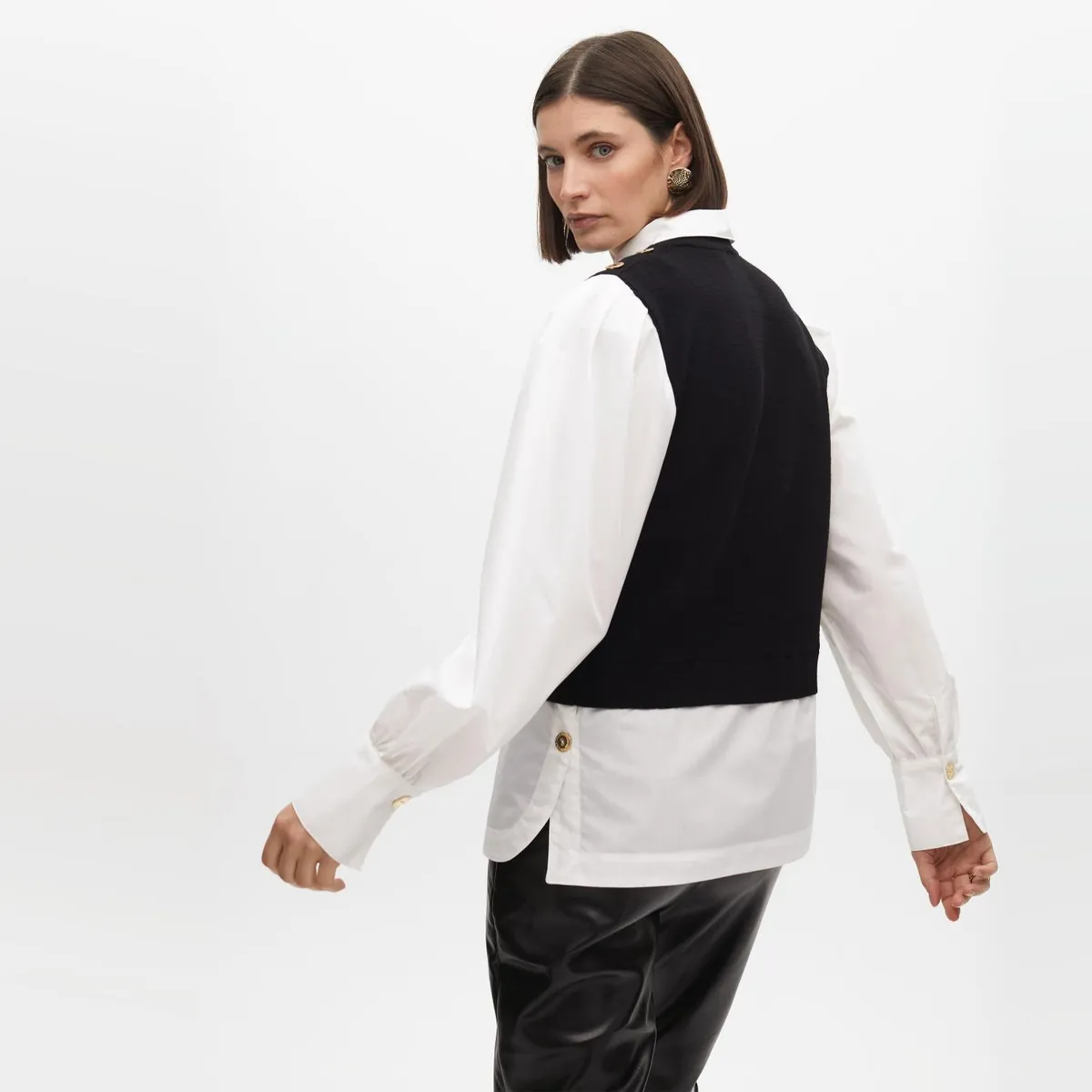 LOLA CASADEMUNT - Chaleco Vest Combinado Manga Blusa Mujer Lola Casademunt