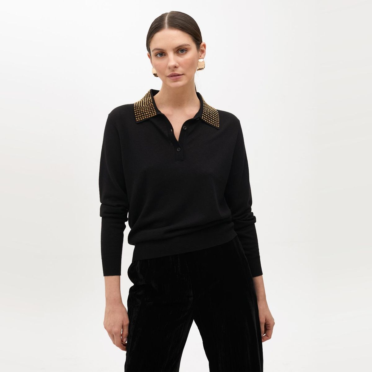 LOLA CASADEMUNT - Chaleco Cuello Polo con Strass Mujer Lola Casademunt