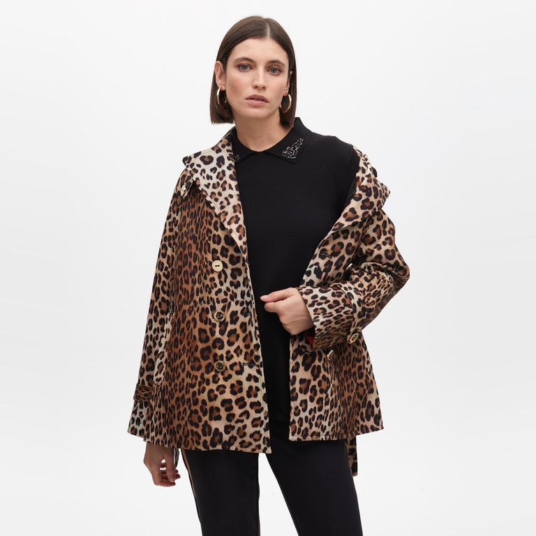 Chaqueta Animal Print Cinturón Mujer