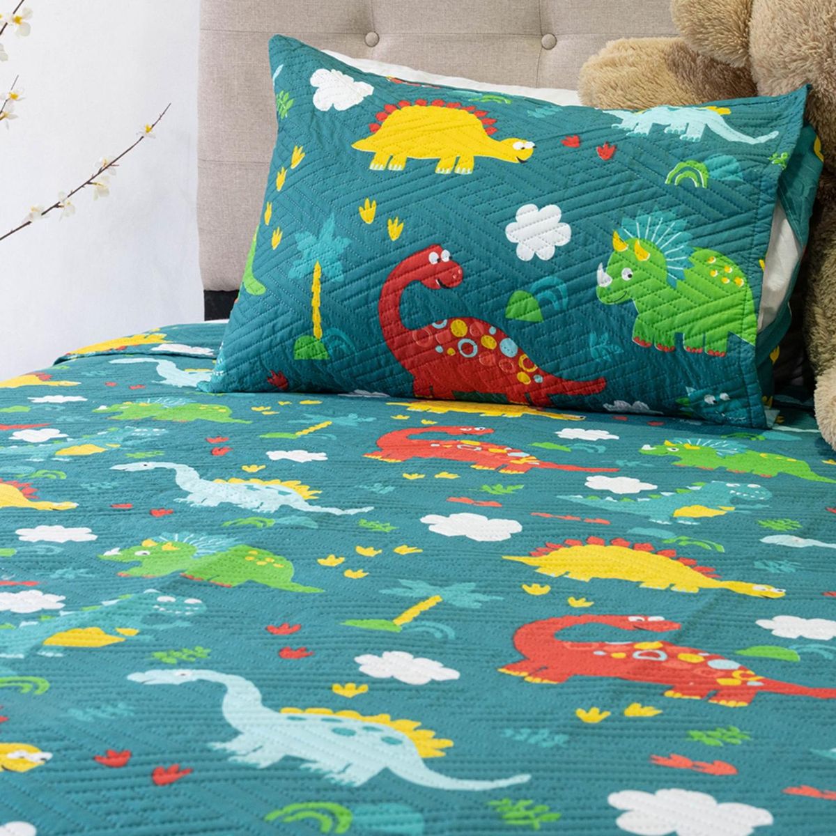 DORAL - Quilt Hotpress Infantil Dinosaurios 1.5 Plazas Doral