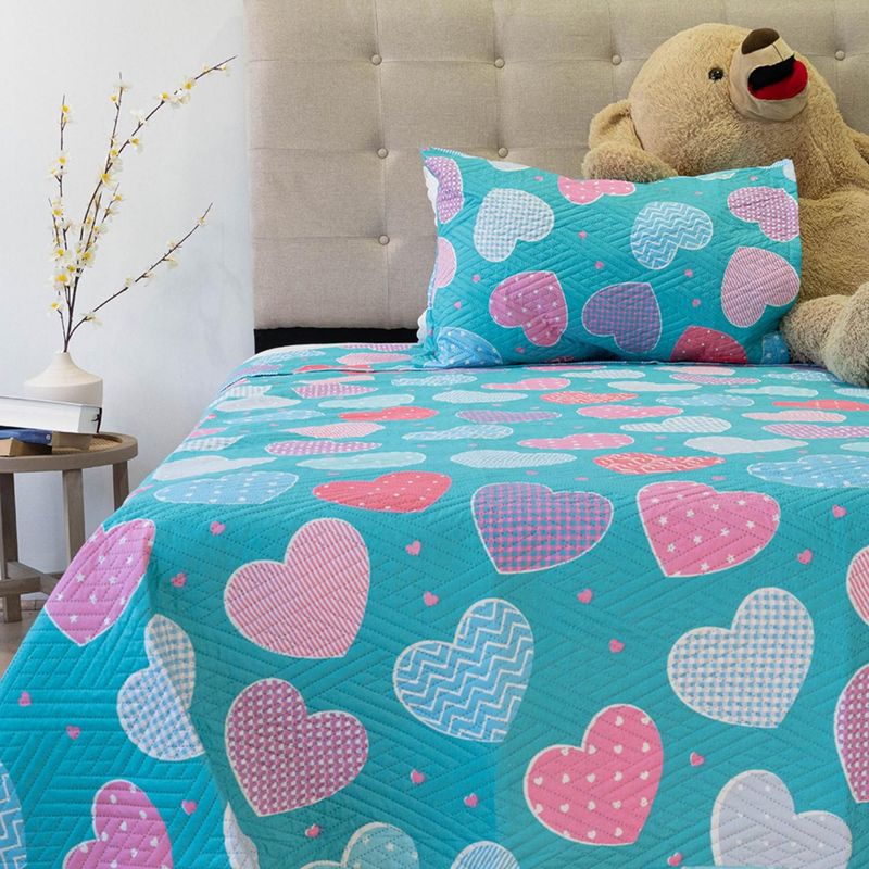 DORAL - Quilt Hotpress Infantil Corazones 1.5 Plazas Doral