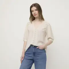 VERO MODA - Blusa Estampada Rayas Manga Corta Mujer
