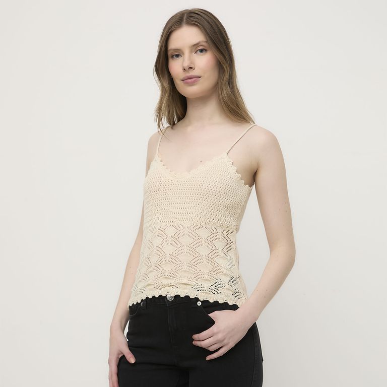 VERO MODA Polera Tejida Tirantes Algodón Mujer