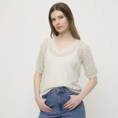 VERO MODA - Polera Manga Corta Tejida Mujer