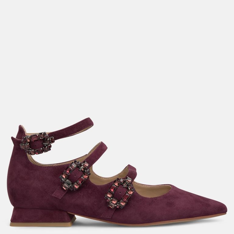 Ballerina Mujer Cuero Rojo