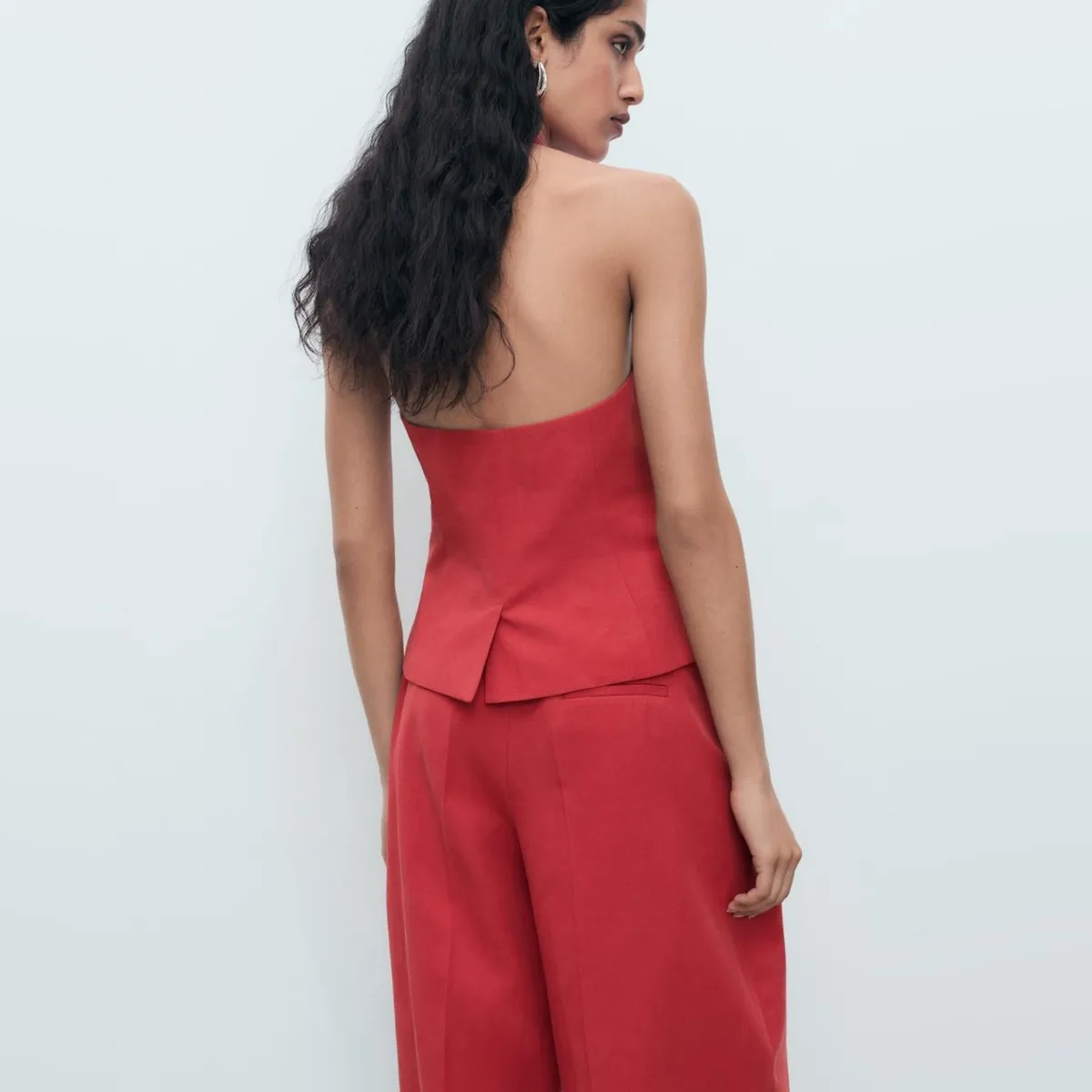 MANGO - Blazer Traje Mezcla Lino Mujer Mango