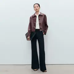 MANGO - Chaqueta Efecto Piel Bolsillos Mujer