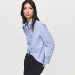MANGO - Blusa Recta Mezcla Algodón Y Lyocell Mujer