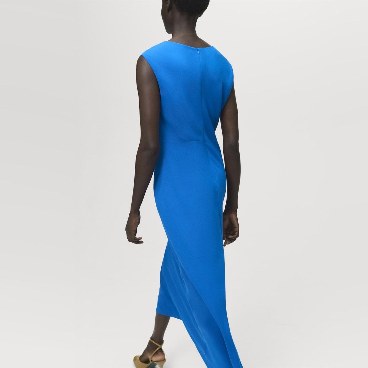 MANGO - Vestido Midi Fruncido Mango Mujer