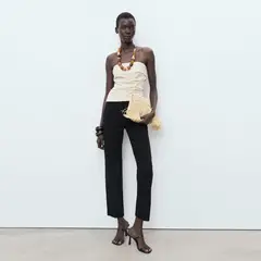 MANGO - Pantalón Recto Crop Mujer