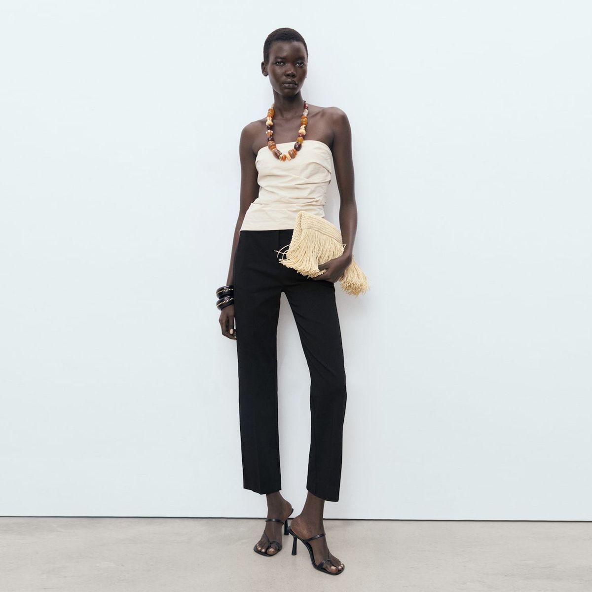 MANGO - Pantalón Recto Crop Mujer Mango