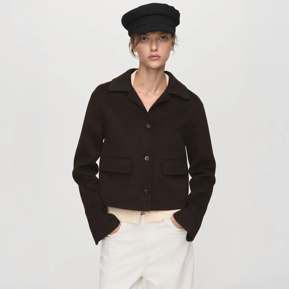 MANGO - Chaqueta Lana Botones Mujer Mango