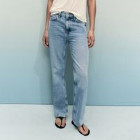 Jeans Straight Tiro Alto Mujer