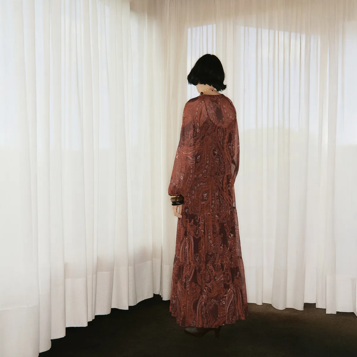 MANGO - Vestido Oversize Estampado Paisley Mujer Mango