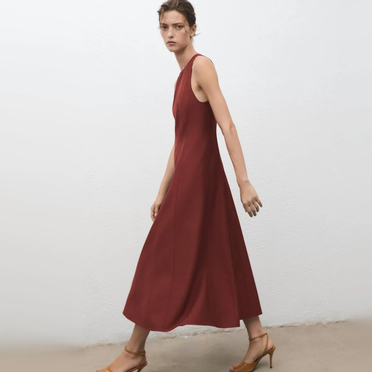 MANGO - Vestido Largo Evasé Mujer Mango