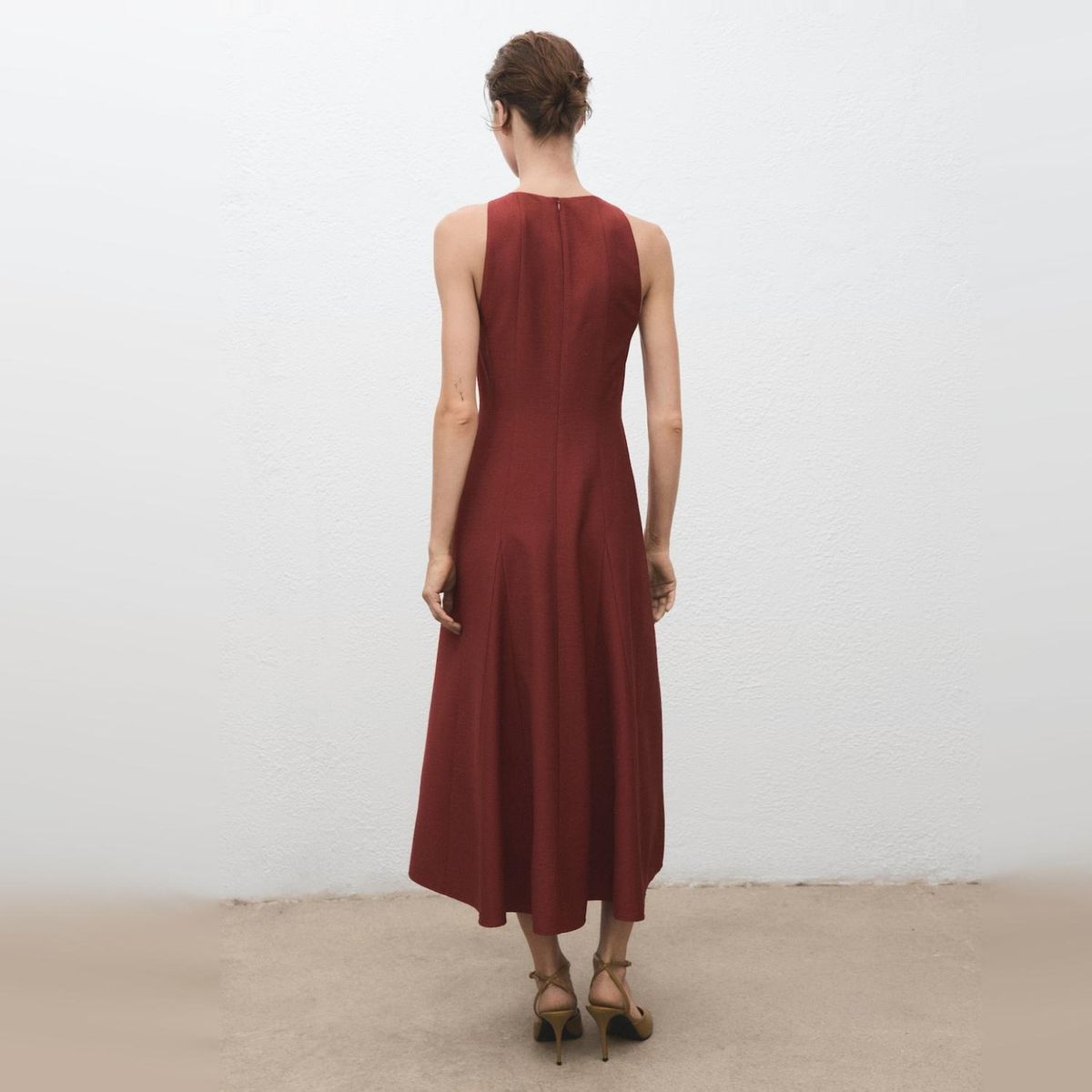 MANGO - Vestido Largo Evasé Mujer Mango