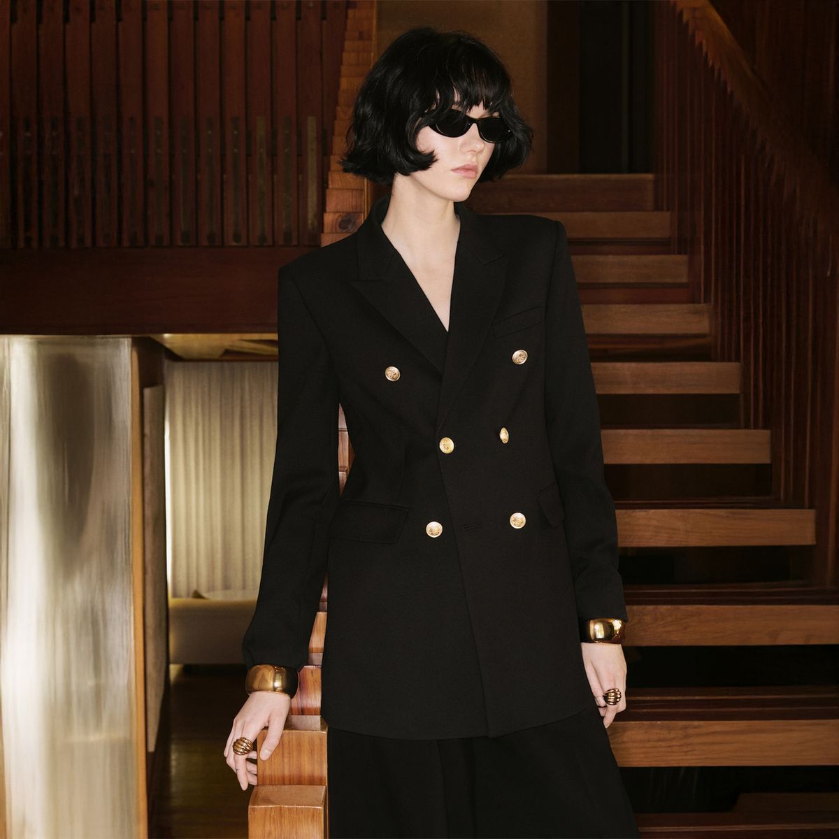 MANGO - Blazer Cruzada Doble Botonadura Mujer Mango