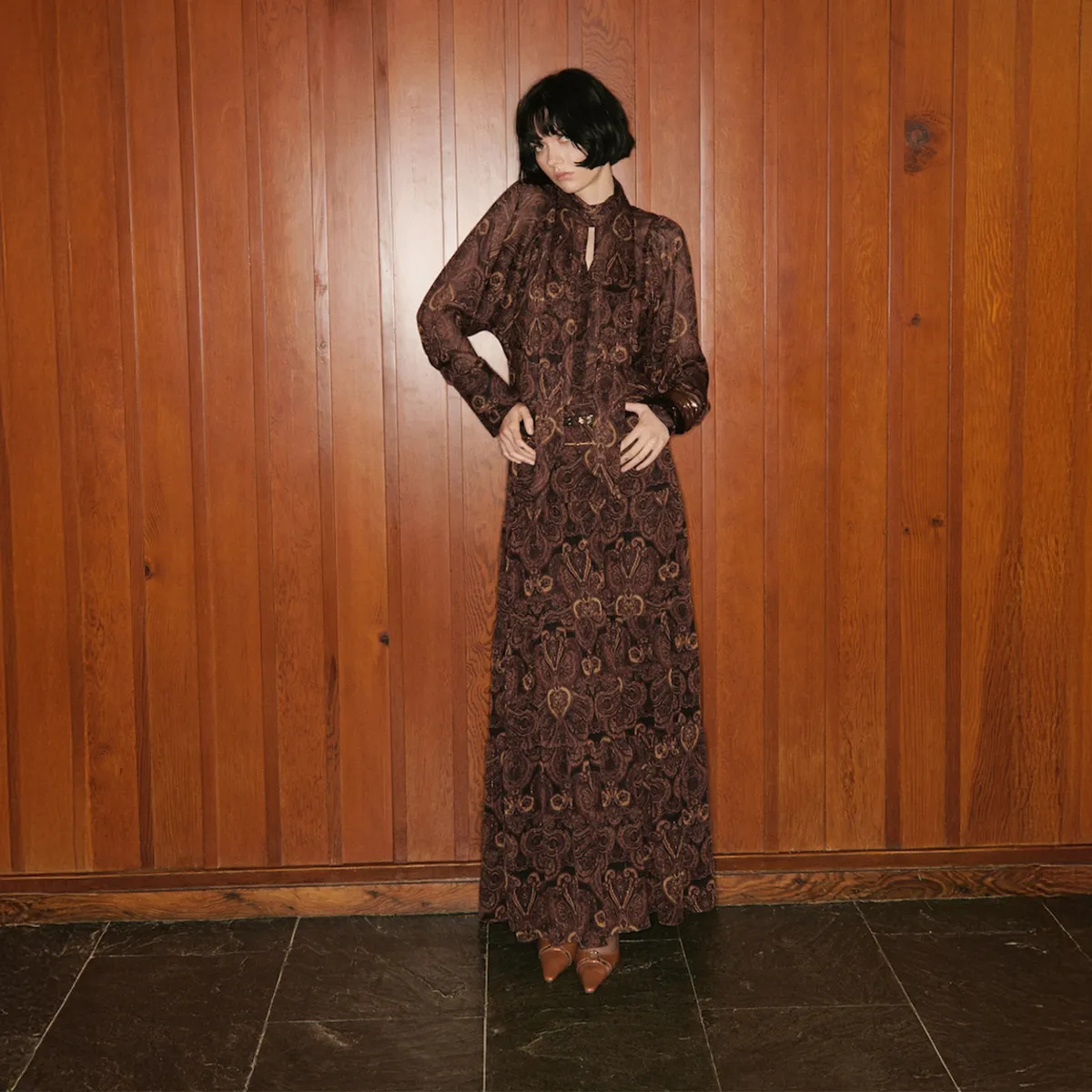 MANGO - Falda Evasé Estampado Paisley Mujer Mango