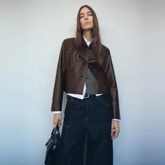 MANGO - Chaqueta Efecto Piel Bolsillos Mujer