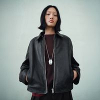 Chaqueta Piel Solapas Mujer