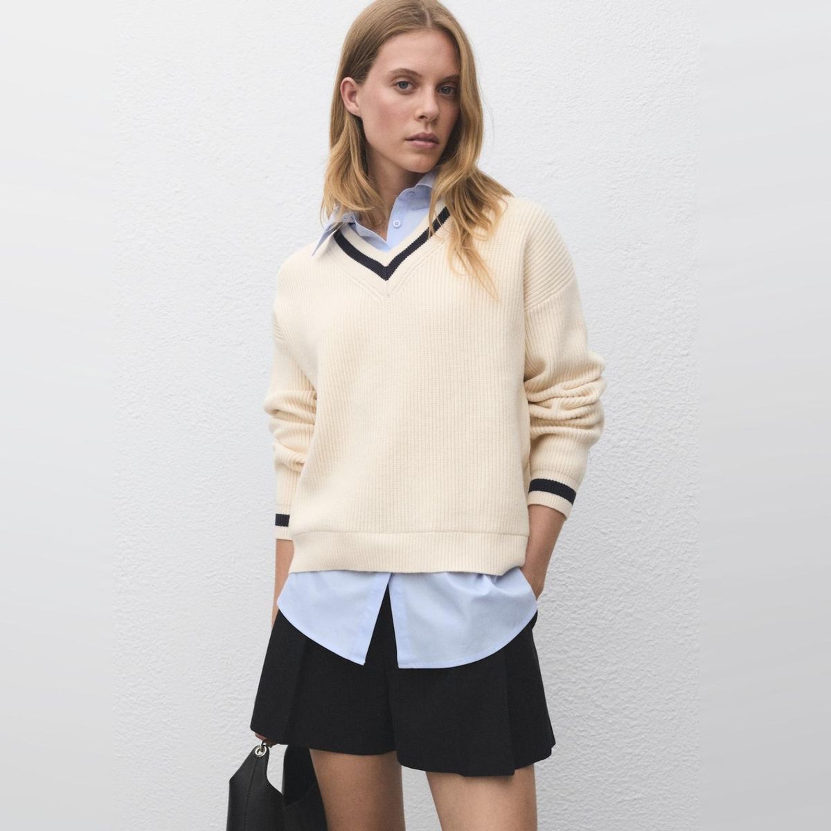 MANGO - Sweater Camisa Combinado Mujer Mango