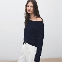 Sweater Punto Fino Cuello Barco Mujer