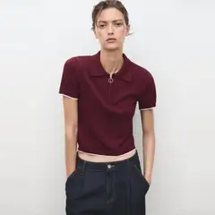 MANGO - Sweater Cuello Polo Cremallera Mujer