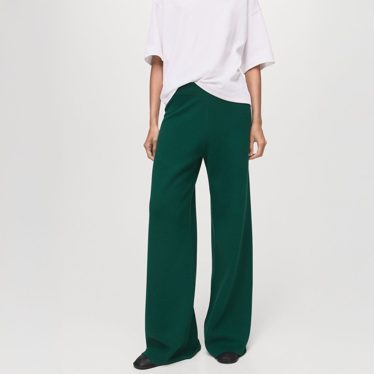 MANGO - Pantalón Recto Punto Fino Mujer Mango