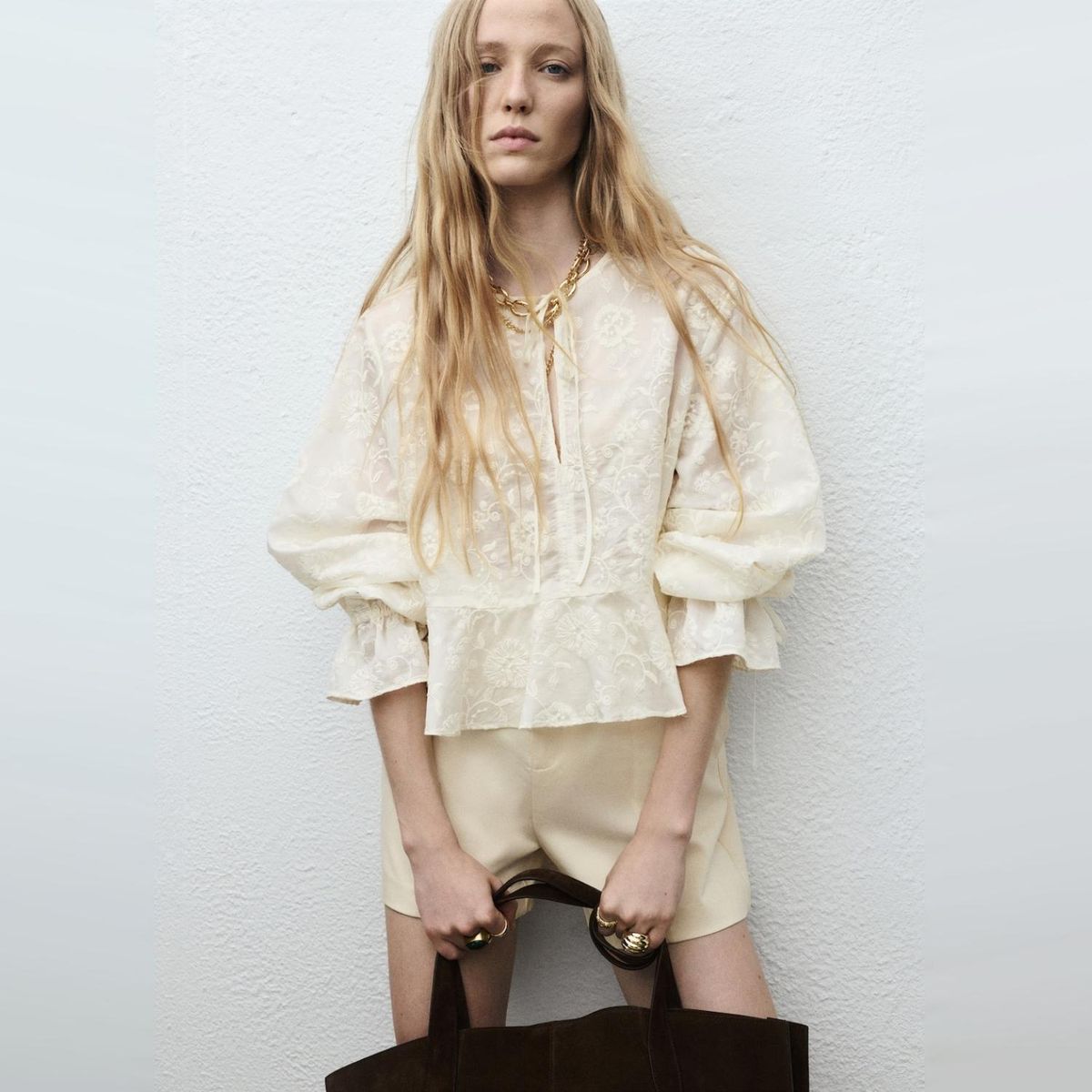 MANGO - Blusa Lyocell Bordada Mujer Mango