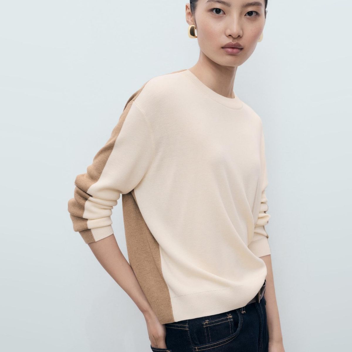 MANGO - Sweater Diseño Combinado Mujer Mango