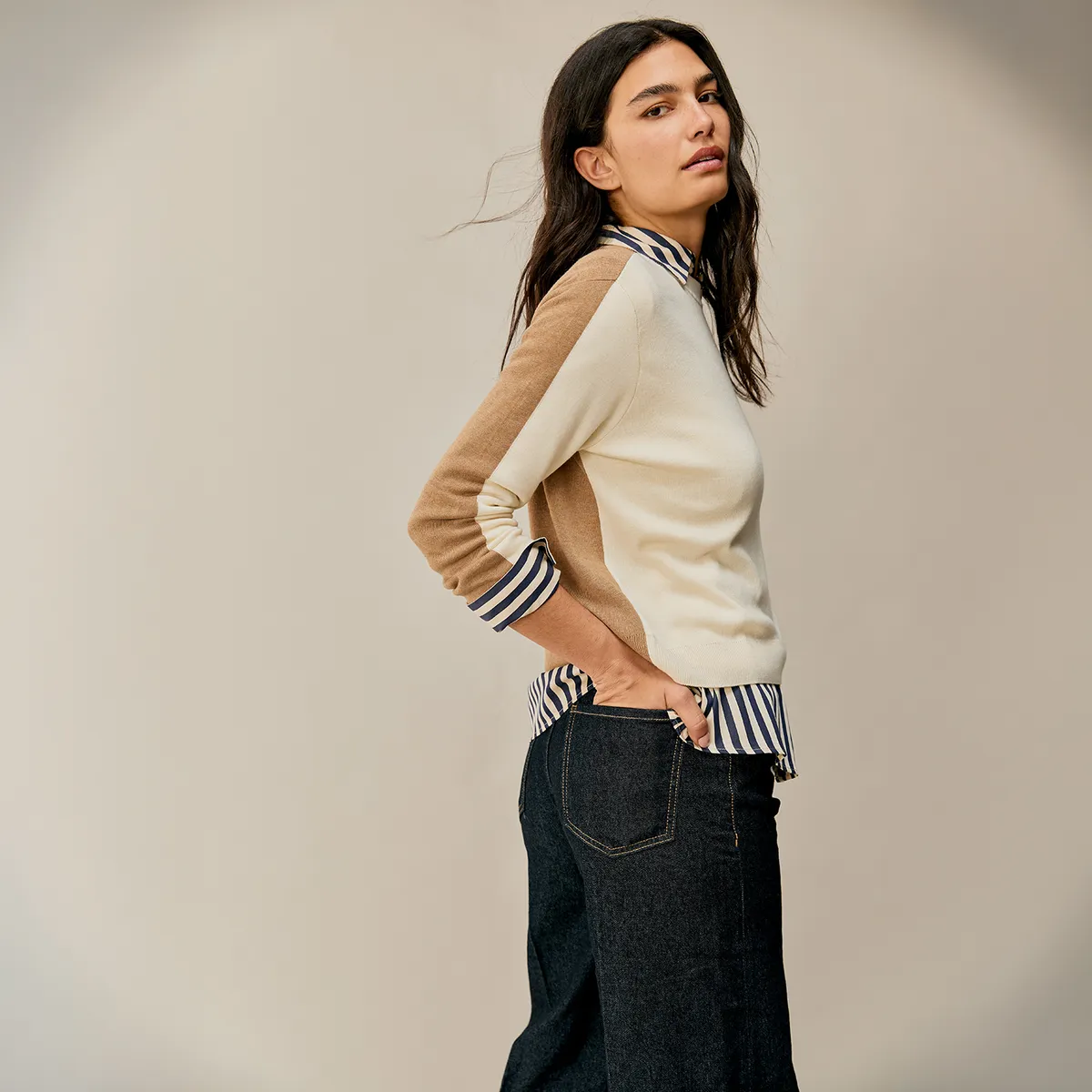 MANGO - Sweater Diseño Combinado Mujer Mango