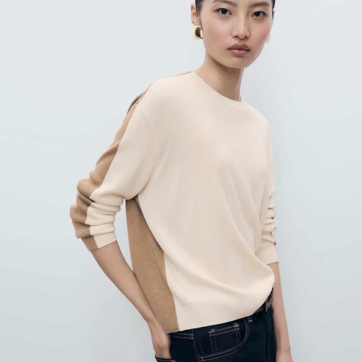 MANGO - Sweater Diseño Combinado Mujer Mango