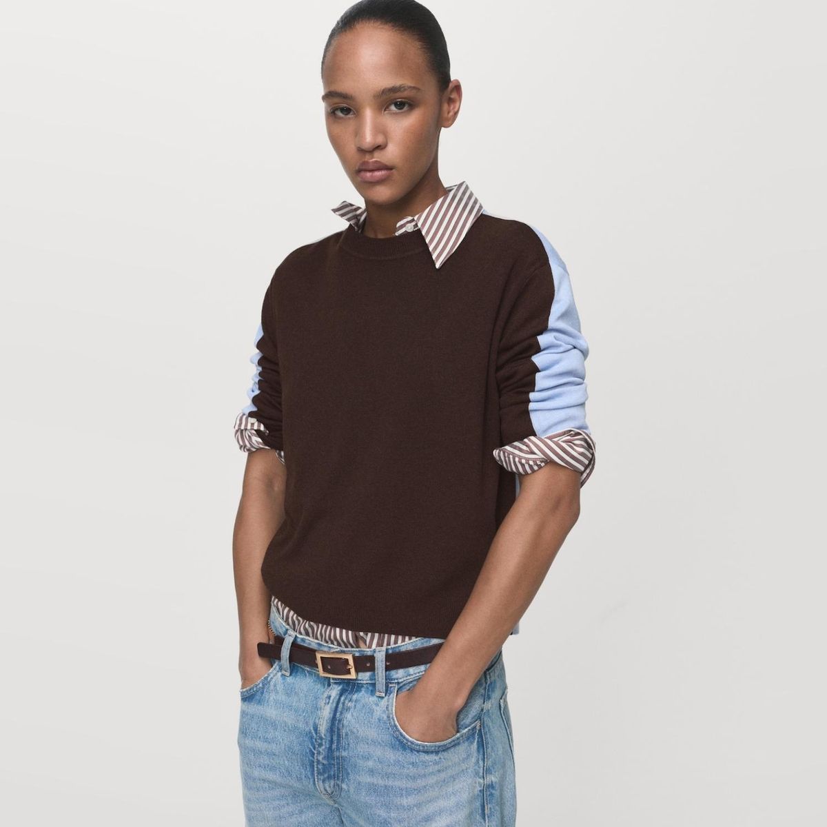 MANGO - Sweater Diseño Combinado Mujer Mango