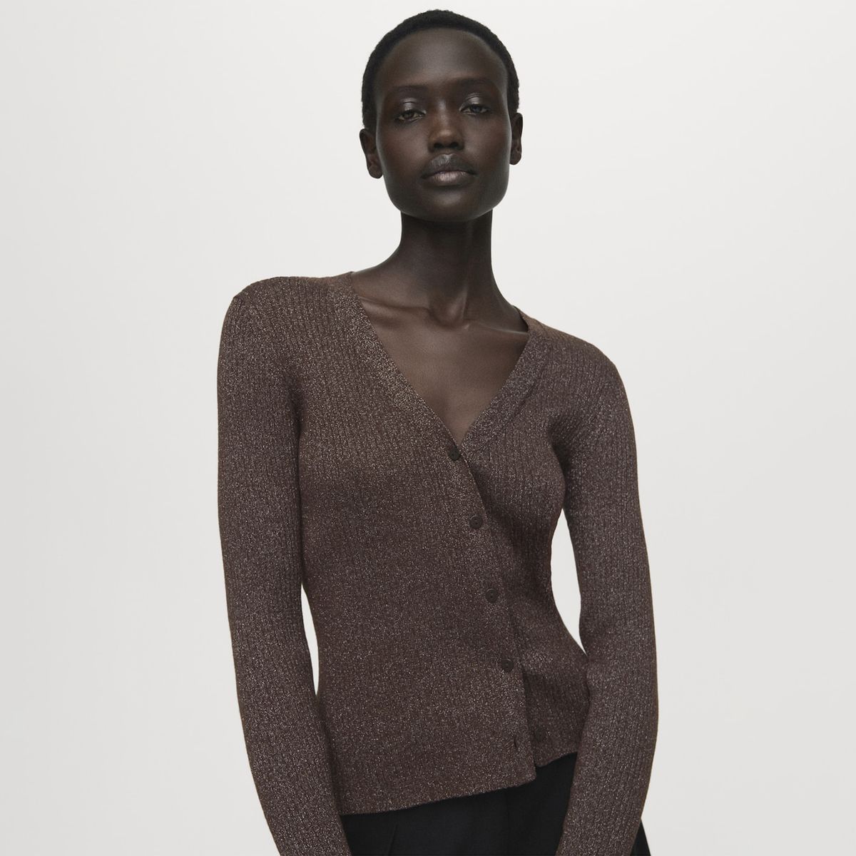 MANGO - Chaleco Punto Canalé Mujer Mango