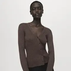 MANGO - Cardigan Punto Canalé Mujer